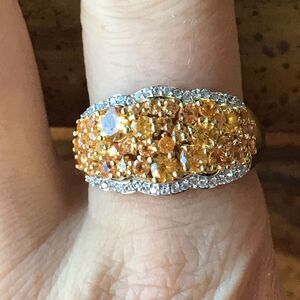 Natural Fanta Garnet Sterling Silver Cocktail Ring Size 10